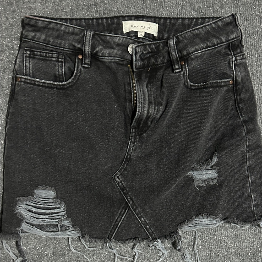PacSun Charcoal Distressed Mini Skirt